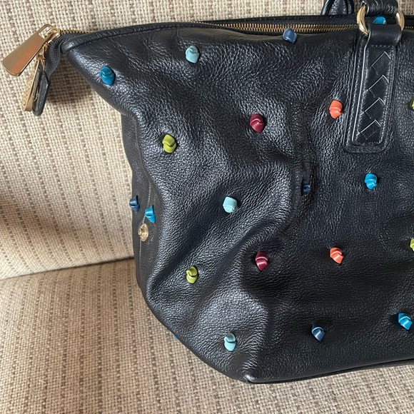 ✨Tehra&B large rainbow knotted black satchel ✨ great condition! - Picture 5 of 6